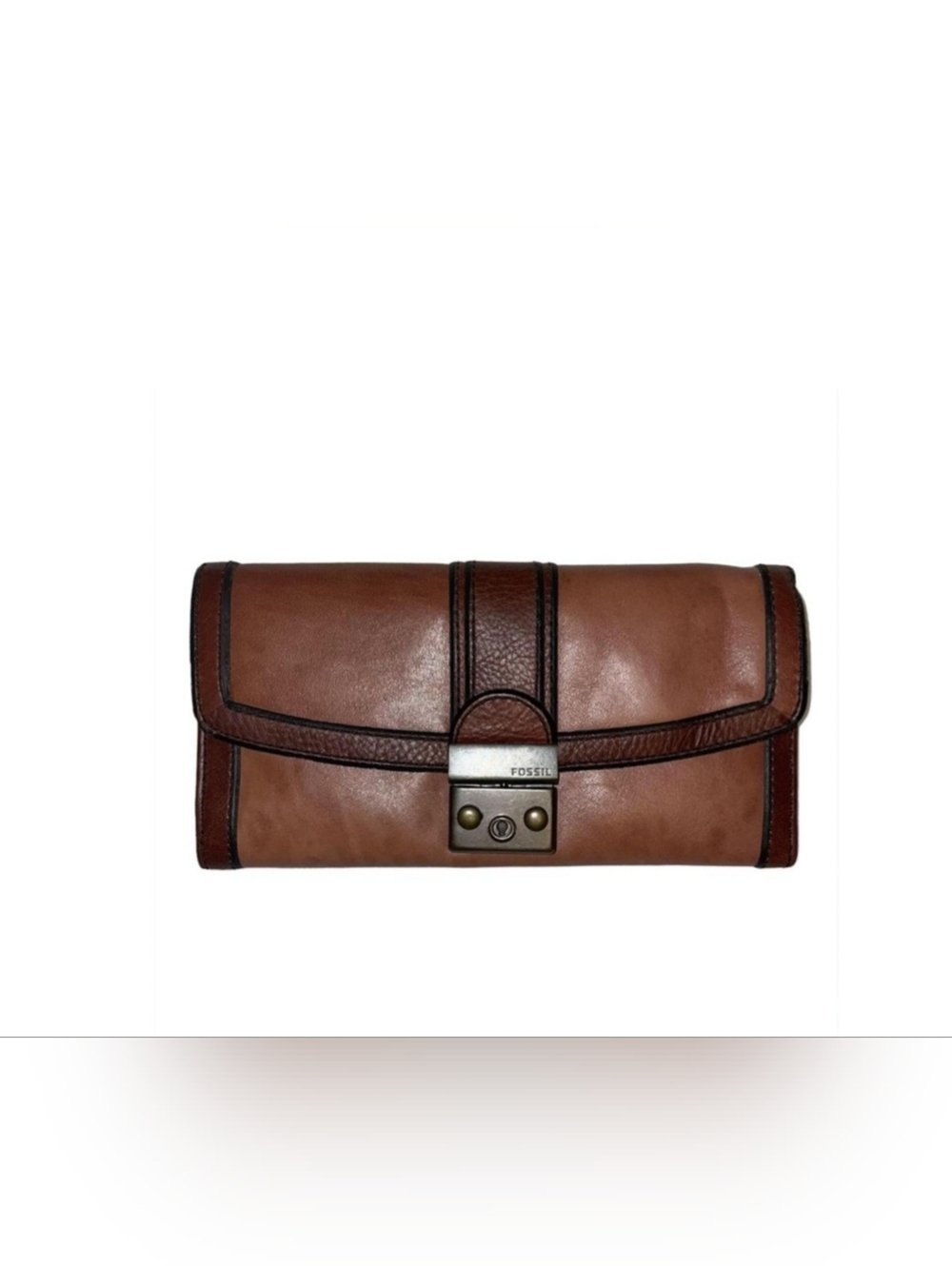 Fossil Chestnut Brown Leather Turn-Lock Wallet
